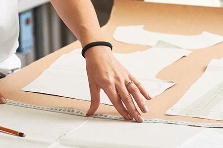 A sewing pattern laid out on a table